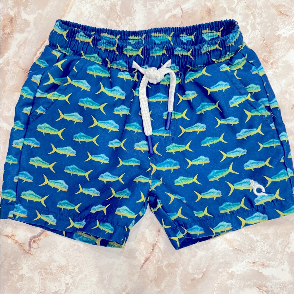 EUC BlueQuail boy size 5 Mahi Mahi swim trunks